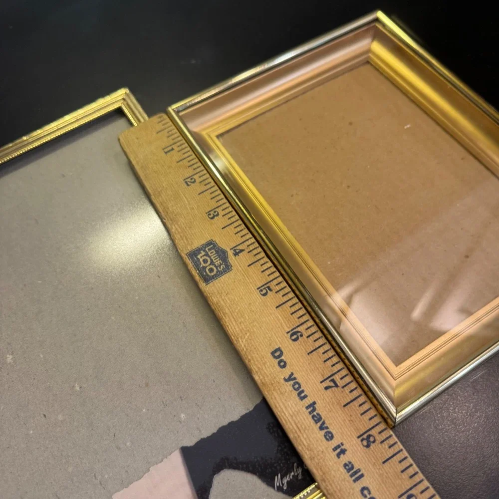 Picture Frame Set Home Decor 8x10 5x7 Gold Metallic Beveled Beaded 2pc